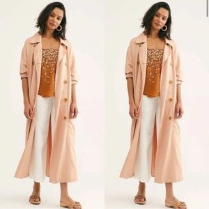Free People Sweet Melody Trench Coat Pink Peach size Medium M